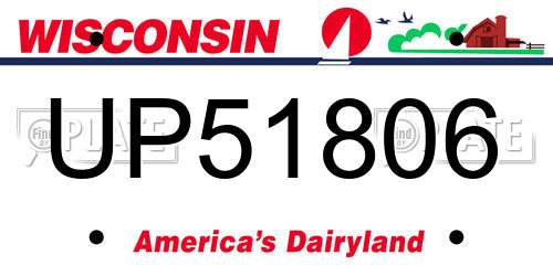 UP51806 Wisconsin License Plate