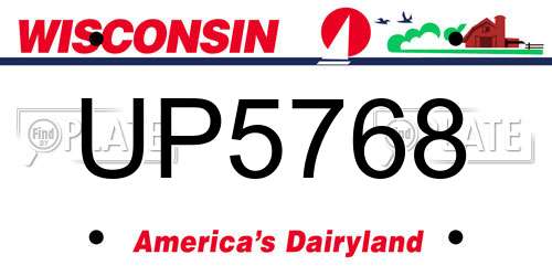 UP5768 Wisconsin License Plate