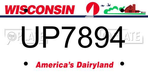 UP7894 Wisconsin License Plate