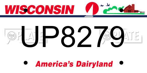 UP8279 Wisconsin License Plate