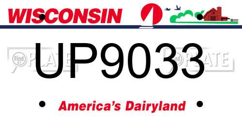 UP9033 Wisconsin License Plate