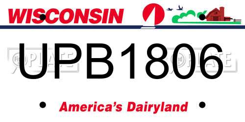 UPB1806 Wisconsin License Plate