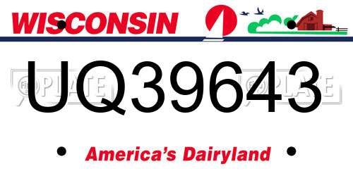 UQ39643 Wisconsin License Plate