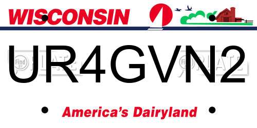UR4GVN2 Wisconsin License Plate