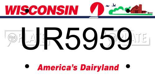 UR5959 Wisconsin License Plate