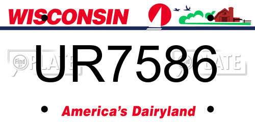 UR7586 Wisconsin License Plate