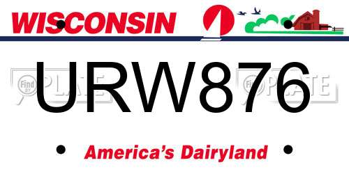 URW876 Wisconsin License Plate