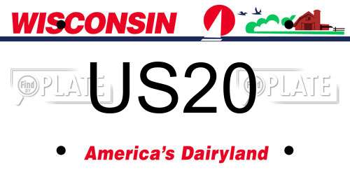 US20 Wisconsin License Plate