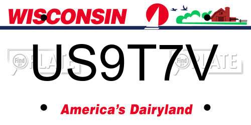 US9T7V Wisconsin License Plate