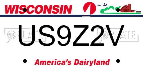 US9Z2V Wisconsin License Plate