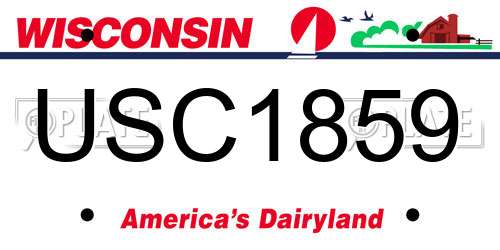 USC1859 Wisconsin License Plate