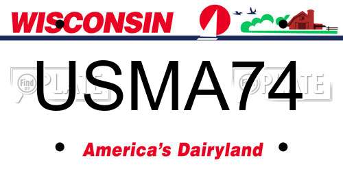 USMA74 Wisconsin License Plate