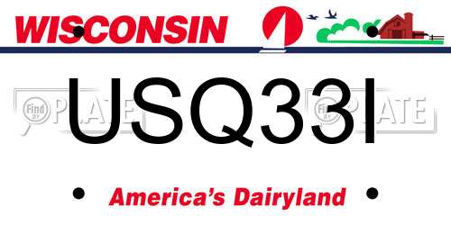 USQ33I Wisconsin License Plate