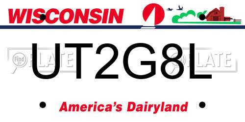 UT2G8L Wisconsin License Plate