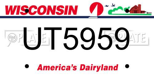 UT5959 Wisconsin License Plate