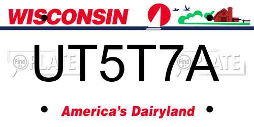 UT5T7A Wisconsin License Plate