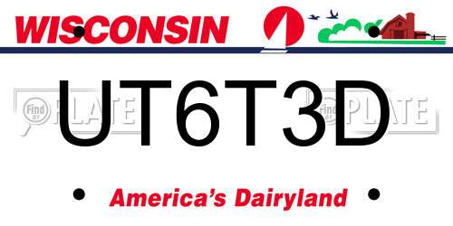 UT6T3D Wisconsin License Plate