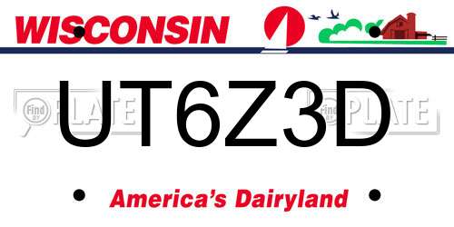 UT6Z3D Wisconsin License Plate