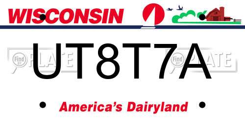 UT8T7A Wisconsin License Plate