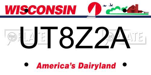 UT8Z2A Wisconsin License Plate