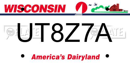 UT8Z7A Wisconsin License Plate