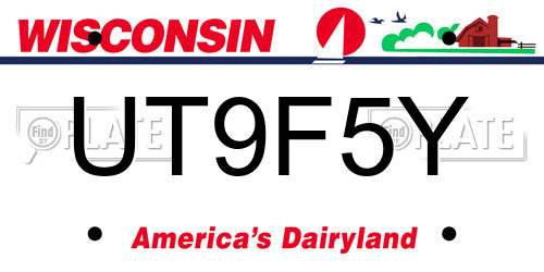 UT9F5Y Wisconsin License Plate