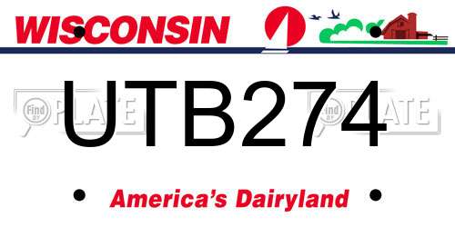 UTB274 Wisconsin License Plate