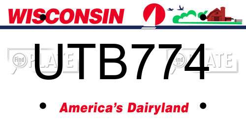 UTB774 Wisconsin License Plate