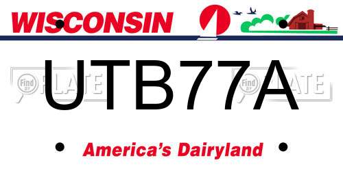 UTB77A Wisconsin License Plate