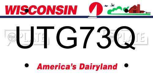 UTG73Q Wisconsin License Plate