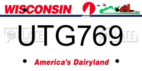 UTG769 Wisconsin License Plate