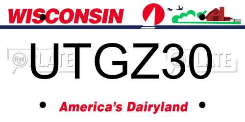 UTGZ30 Wisconsin License Plate