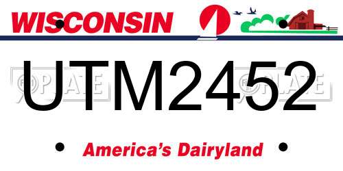 UTM2452 Wisconsin License Plate