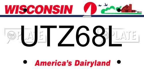 UTZ68L Wisconsin License Plate