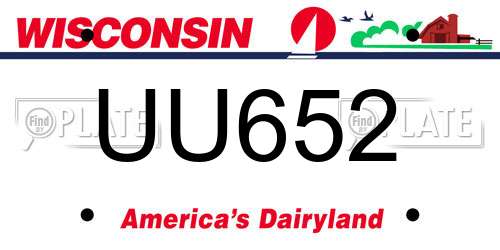 UU652 Wisconsin License Plate