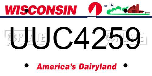 UUC4259 Wisconsin License Plate