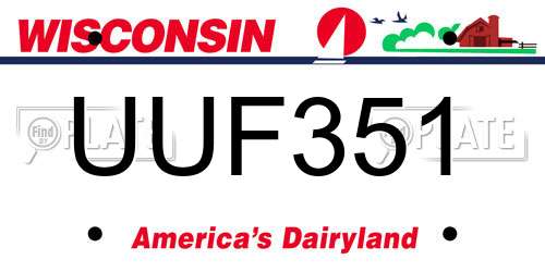 UUF351 Wisconsin License Plate