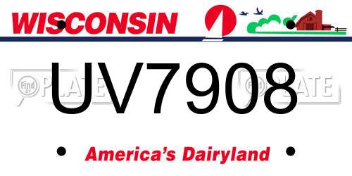 UV7908 Wisconsin License Plate