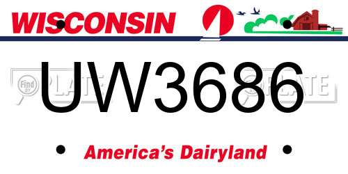 UW3686 Wisconsin License Plate