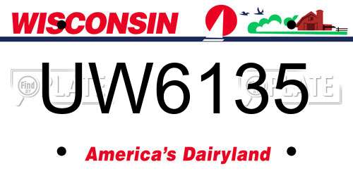 UW6135 Wisconsin License Plate