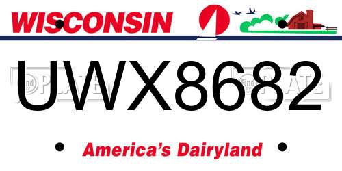 UWX8682 Wisconsin License Plate