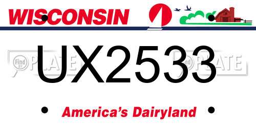 UX2533 Wisconsin License Plate