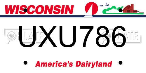 UXU786 Wisconsin License Plate