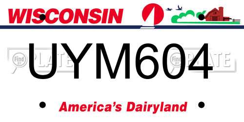 UYM604 Wisconsin License Plate