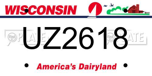 UZ2618 Wisconsin License Plate