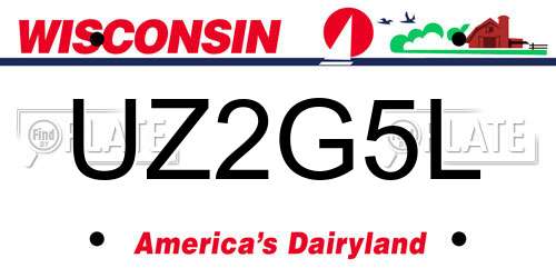 UZ2G5L Wisconsin License Plate