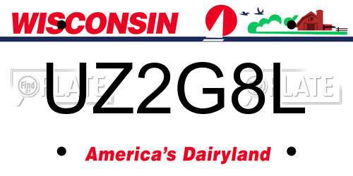 UZ2G8L Wisconsin License Plate
