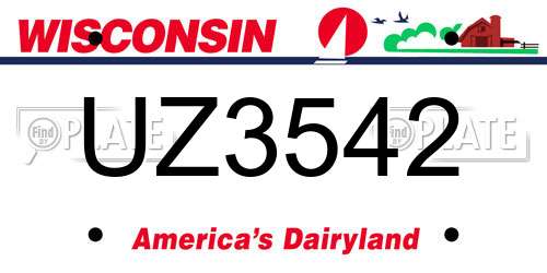 UZ3542 Wisconsin License Plate