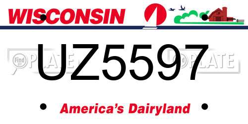 UZ5597 Wisconsin License Plate