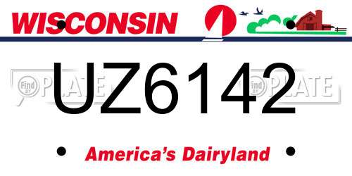 UZ6142 Wisconsin License Plate